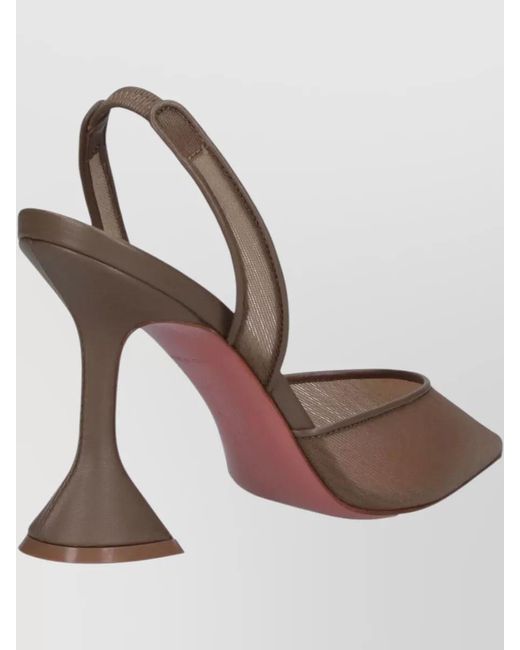 AMINA MUADDI Pink Pointed Toe Slingback Pumps Mesh Heel Design