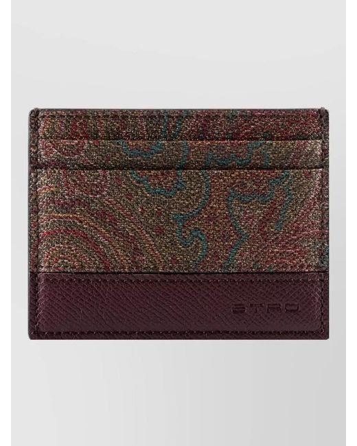 Etro Brown Arnica Card Holder Slim Design for men