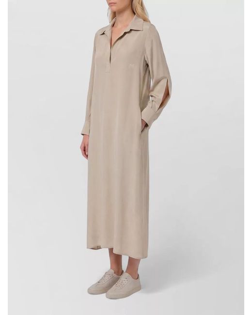 Max Mara Natural Silk Polo Midi Dress Gambero