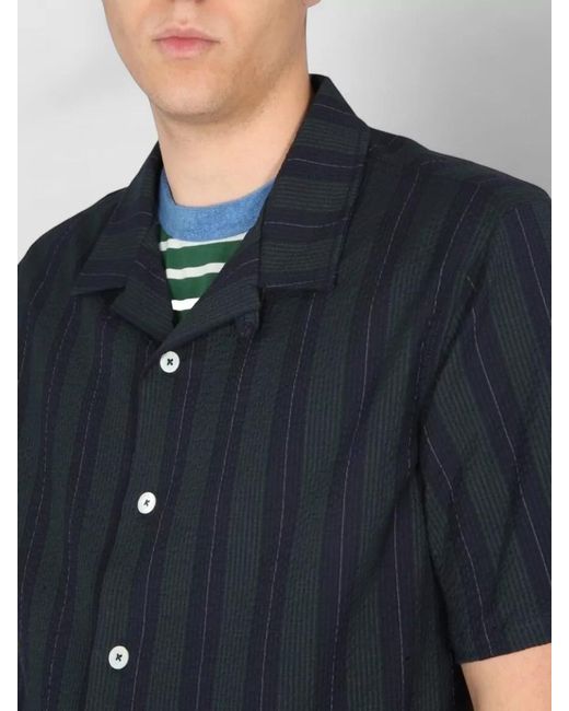 Howlin' By Morrison Black Cotton Shirt Bowling Neck Short Sleeves for men