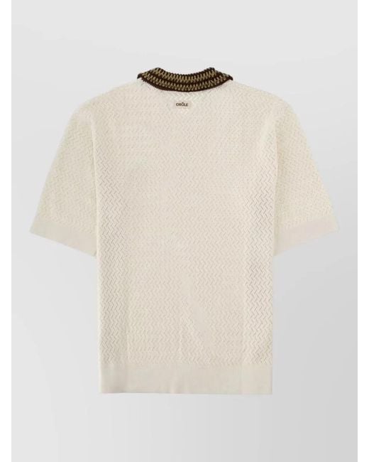 Drole de Monsieur Natural Mirror Knit Polo Short Sleeves for men