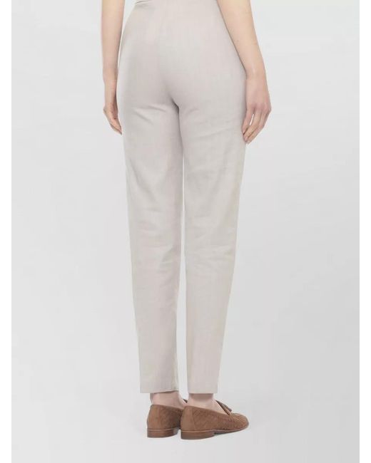 Panicale White Linen Blend Pants Drawstring Waist