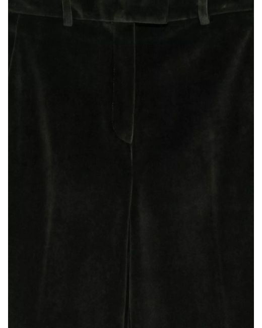 Circolo 1901 Black Velvet Wide-Leg Trousers