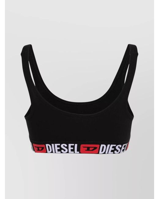 DIESEL White Logo Elastic Ribbed Cotton Bra