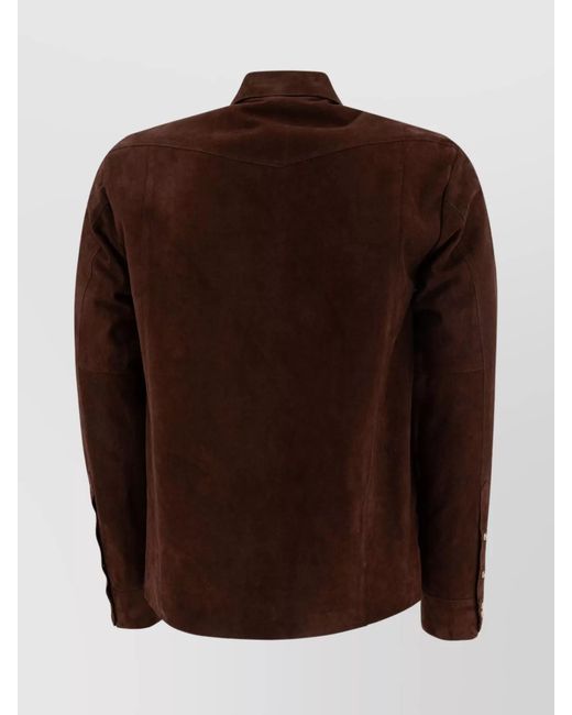 Tagliatore Brown Lamb Leather Shirt Jacket for men