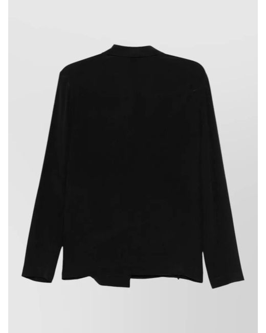 Alysi Black Silk Blazer Jacket Asymmetric Hem Notched Lapels