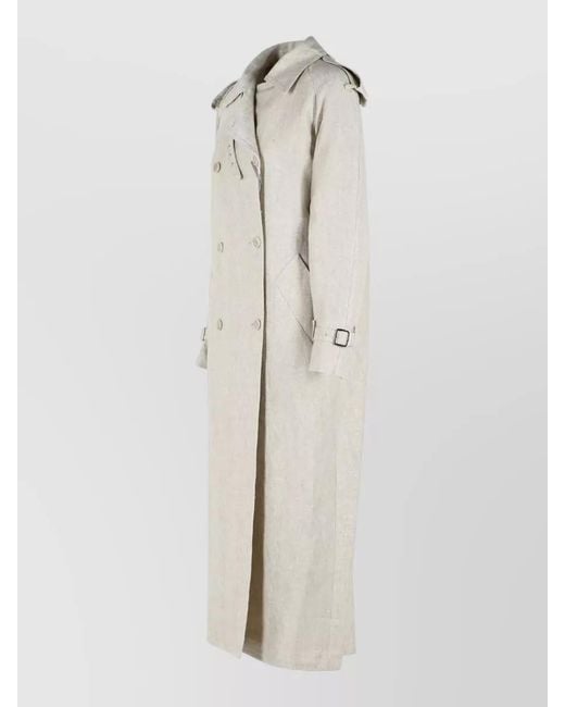 Max Mara Natural Double Breasted Linen Duster Coat
