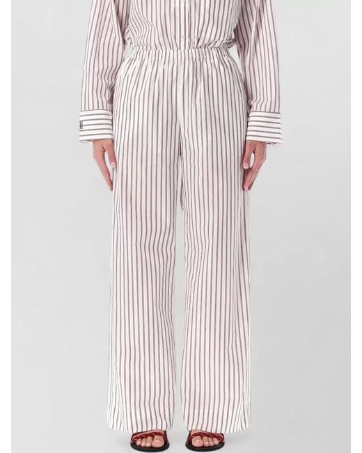 By Malene Birger Pink Striped Poplin Wide Leg Lounge Pants