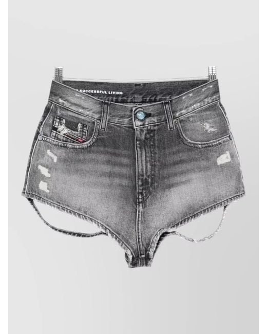 DIESEL Gray Denim Distressed Shorts