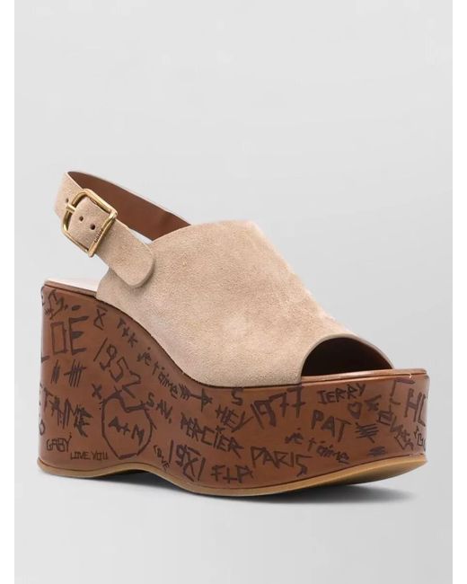 Chloé Brown Wedge Sandals "Maxime"