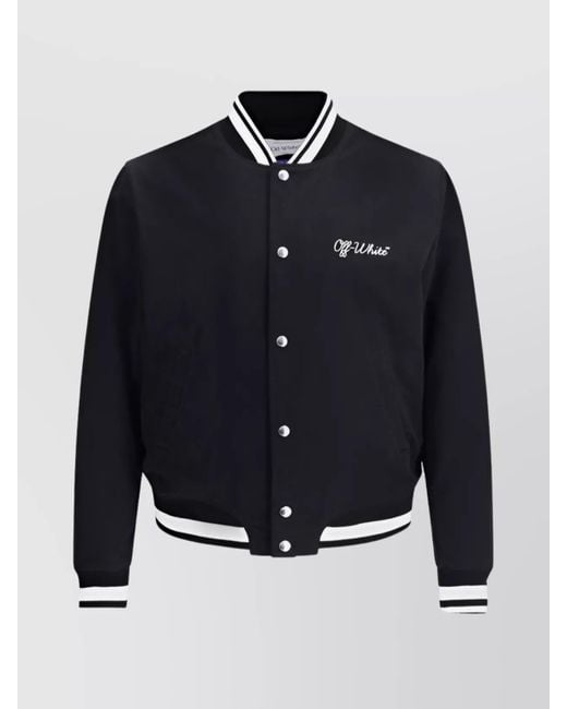 Off-White c/o Virgil Abloh Blue Cotton Quilted College Jacket for men