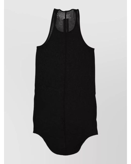 Rick Owens Black Lounge Top High Neck Curved Hem Sleeveless