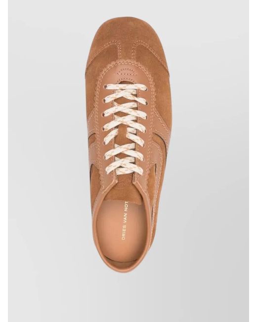 Dries Van Noten Brown Leather Low-Top Sneakers
