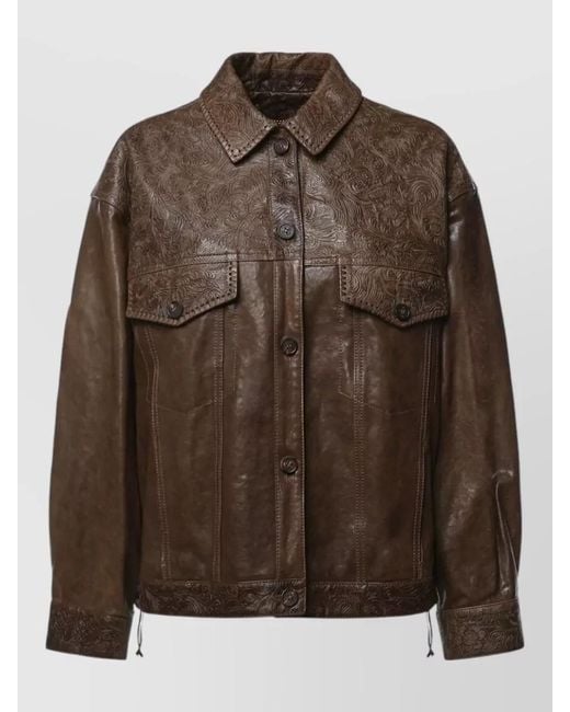 Golden Goose Deluxe Brand Brown Leather Coat