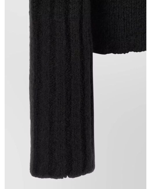 Rick Owens Black Silk Cashmere Cropped Knit Round Neck Sweater for men