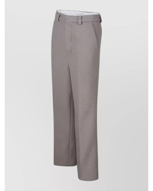 AMI Gray Tailored Trousers Straight Leg Belt Loops for men