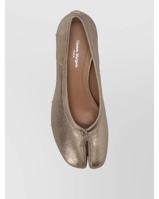 Maison Margiela Brown Ballet Pumps Low Block Heel Metallic