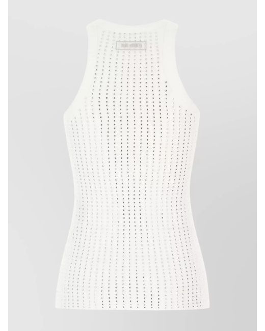 The Attico White Cotton U-Neck Sleeveless Tank Top