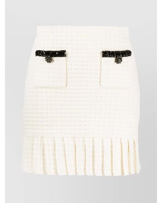 Self-Portrait Natural Structured Knit Mini Skirt