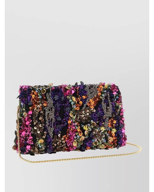 Dries Van Noten Multicolor Sequin Envelope Clutch Chain Strap Design