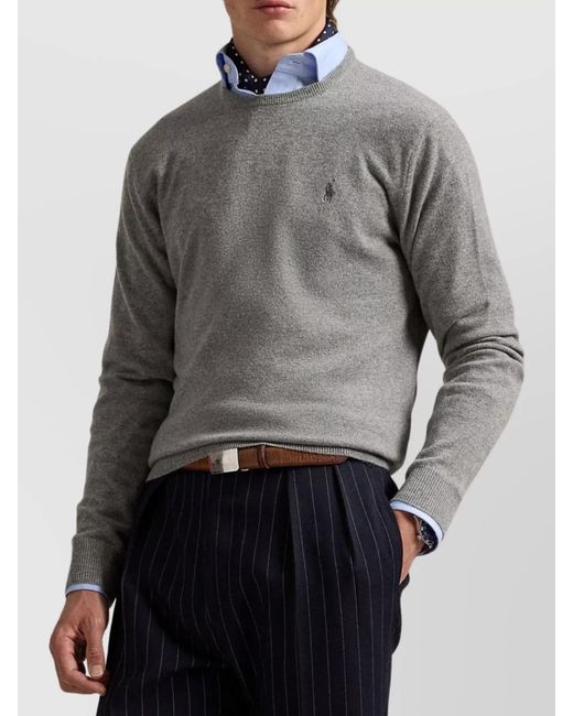 Polo Ralph Lauren Gray Crew Neck Ribbed Knit Sweater for men