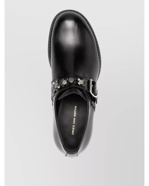 Dries Van Noten Black Loafers Featuring Buckle Detail And Embellishment for men