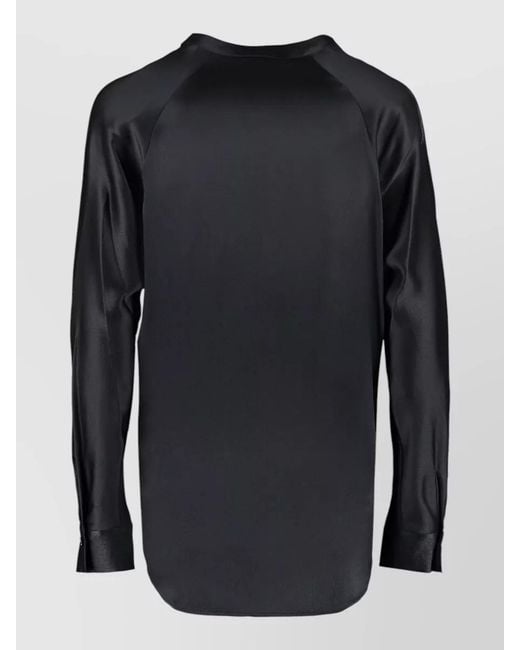 Vince Black Silk Blouse Relaxed Fit Long Sleeves