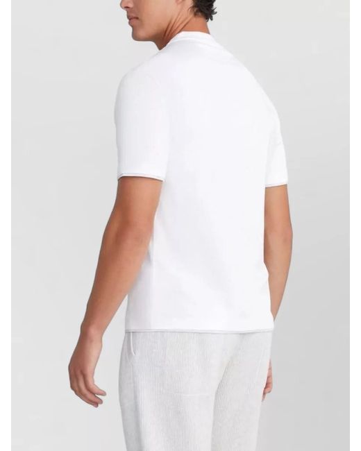 Brunello Cucinelli White Cotton Double Layer Crew Neck T-Shirt for men
