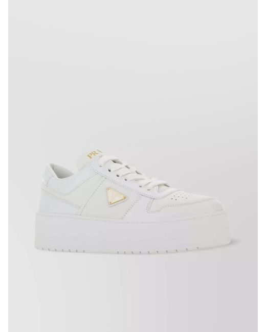 Prada White Leather Low-Top Sneakers