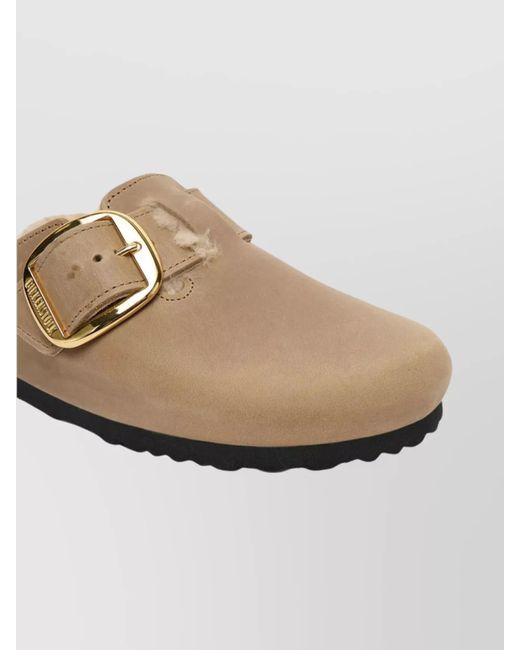 Birkenstock White Boston Round Toe Sandals With Buckle