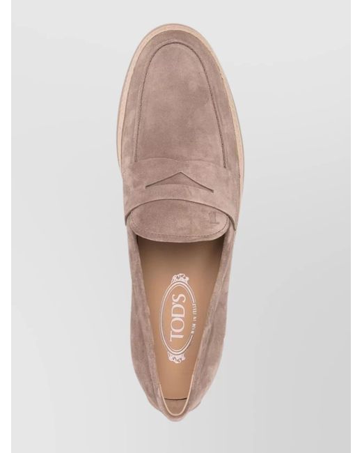 Tod's Natural Suede Penny Loafers for men