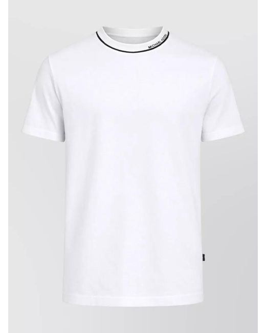 Michael Kors White Logo Crew Neck T Shirt Ribbed Collar for men