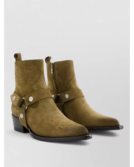 Golden Goose Deluxe Brand Green Debbie Ankle Boots Leather Studs Strap