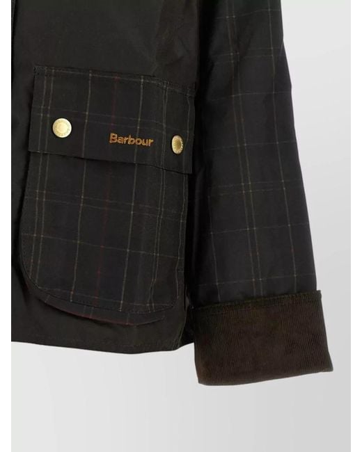 Barbour Black Tartan Spey Jacket Contrast Collar Plaid