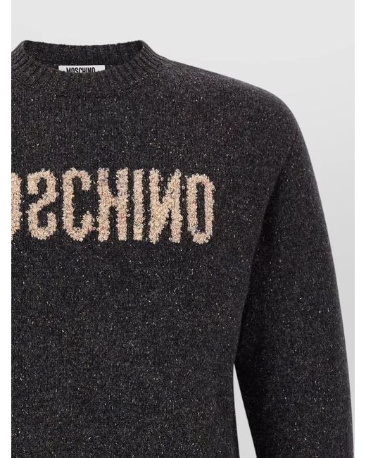 Moschino Black Logo Front Crew Neck Sweater Top for men