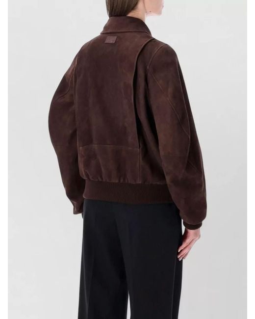 Loewe Brown Suede Leather Bomber Jacket Balloon Shape