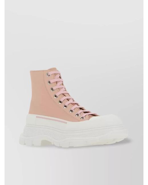 McQueen Pink Fabric Ankle Boots