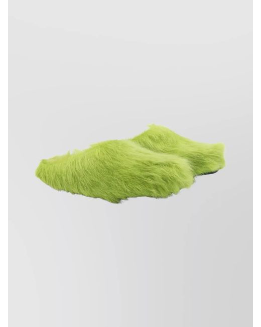 Marni Green Calf Hair Fussbett Slippers for men