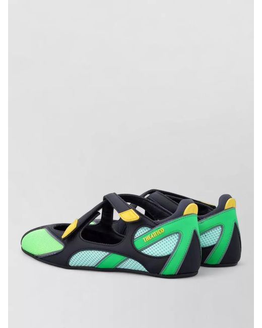 The Attico Green Mesh Leather Cutout Ballet Flats