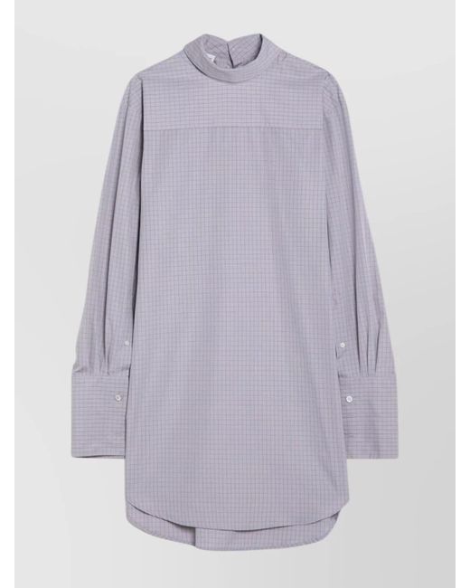 Dries Van Noten Purple Checked Popeline Turtleneck Shirt With High Collar