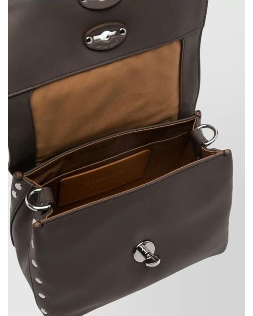 Zanellato Gray Postina Saeta Baby Leather Crossbody Bag