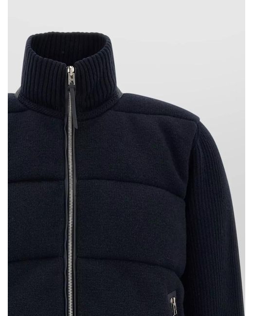 Tom Ford Blue Padded Jacket High Collar Ribbed Cuffs for men
