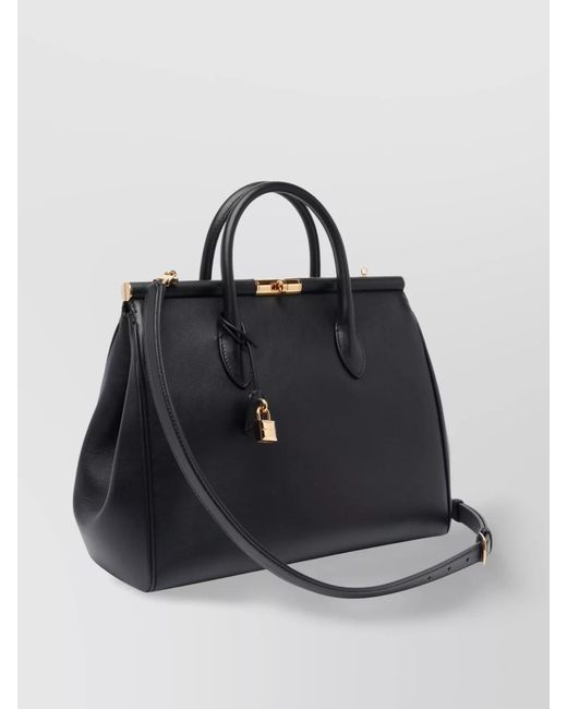 Dolce & Gabbana Black Marlene Large Leather Shoulder Bag