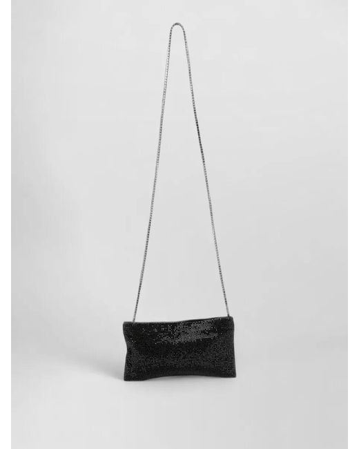 Benedetta Bruzziches White Petite Rhinestone Crossbody Bag Chain Strap