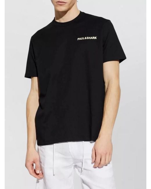 Paul & Shark Black Cotton Crew Neck T Shirt Graphic Back for men