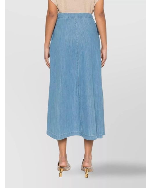 Fabiana Filippi Blue Cotton A-Line Maxi Skirt