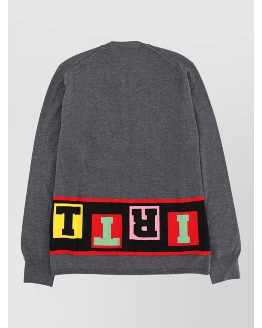 Comme des Garçons Gray Crewneck Knitted Sweater for men