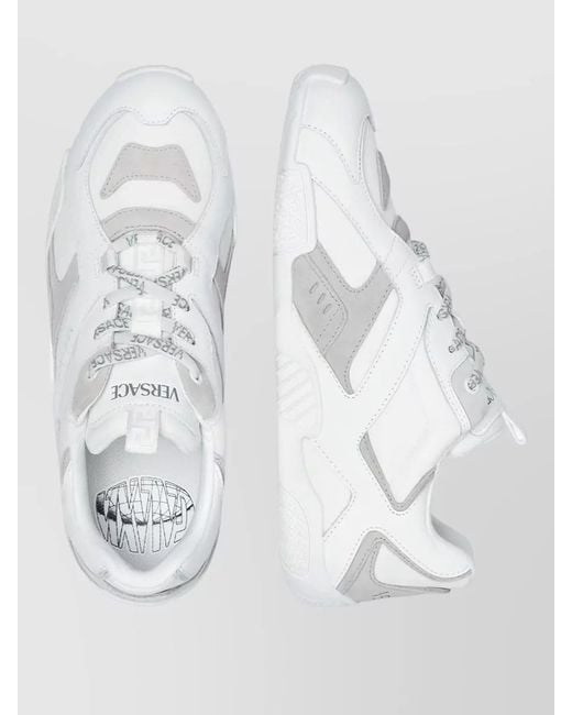 Versace White Leather Low-Top Sneakers for men