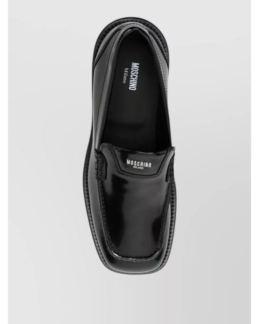 Moschino Black Loafers Round Toe Smooth Finish Durable Sole for men