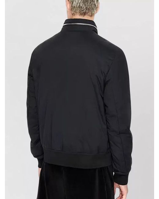 ARMANI EXCHANGE Black Shirt Jacket Ribbed Cuffs Hem Zip Pockets for men
